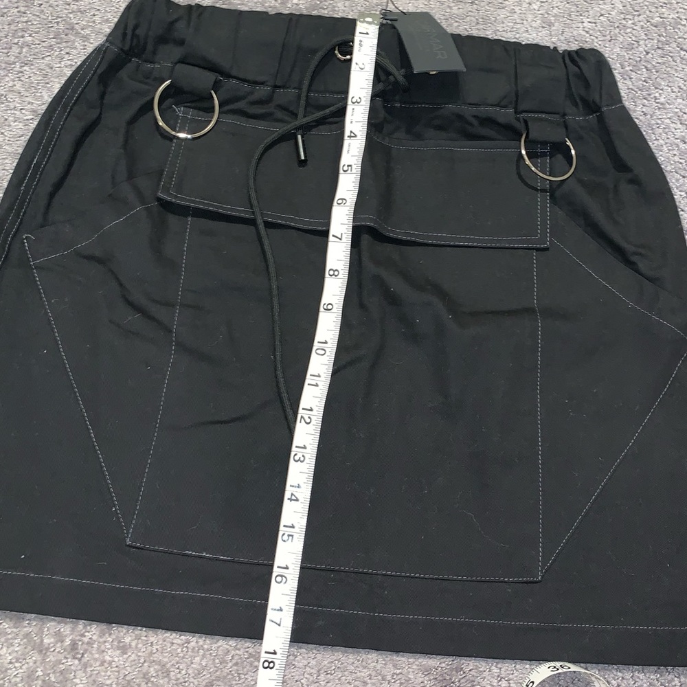 Carmar black denim cargo skirt NWT